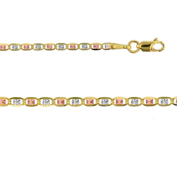 2.15mm Diamond-Cut Valentino Chain Necklace in Solid 14K Tri-Tone Gold 20” NEW - Picture 5 of 8